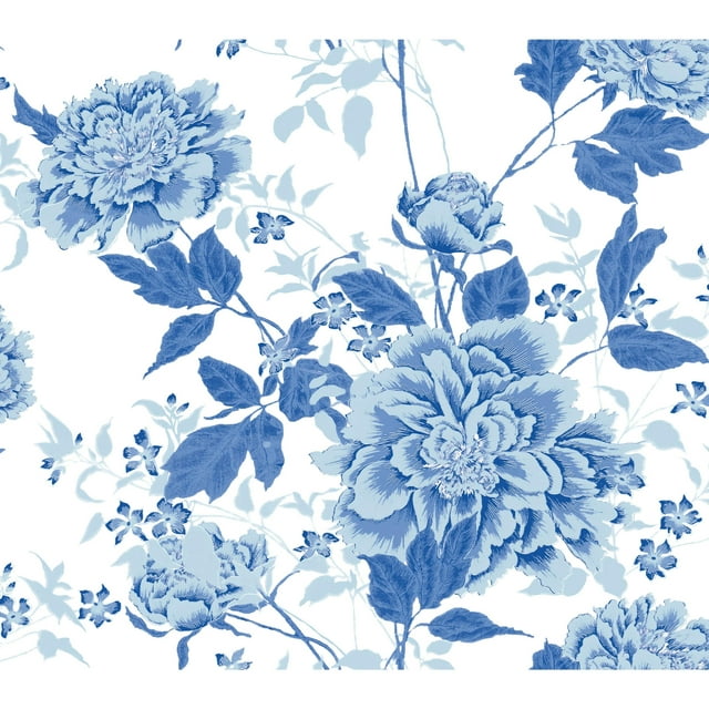 Drew Barrymore Flower Home Blue Vintage Floral Peel & Stick Wallpaper
