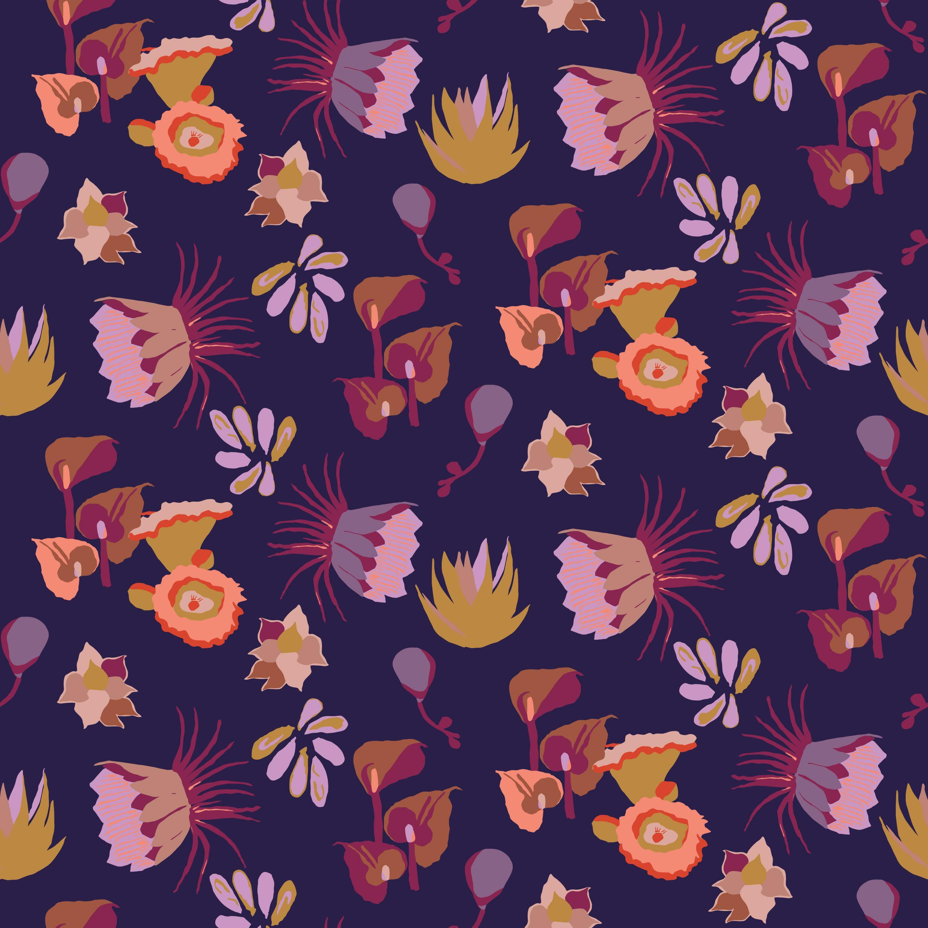 Drew Barrymore Flower Home Purple Botanical Floral Peel & Stick Wallpaper Mural