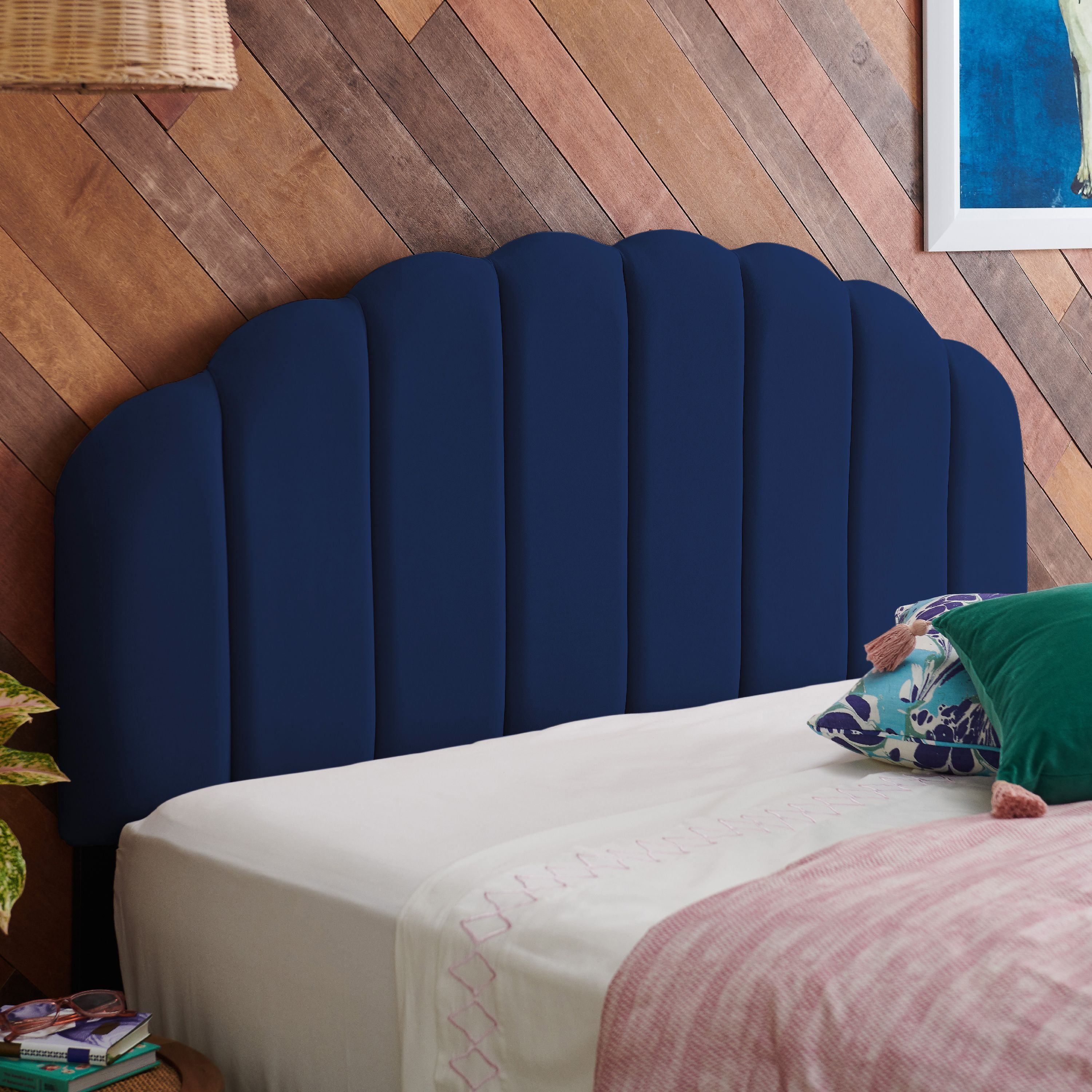 Drew Barrymore Flower Home Velvet Tufted Scallop Headboard