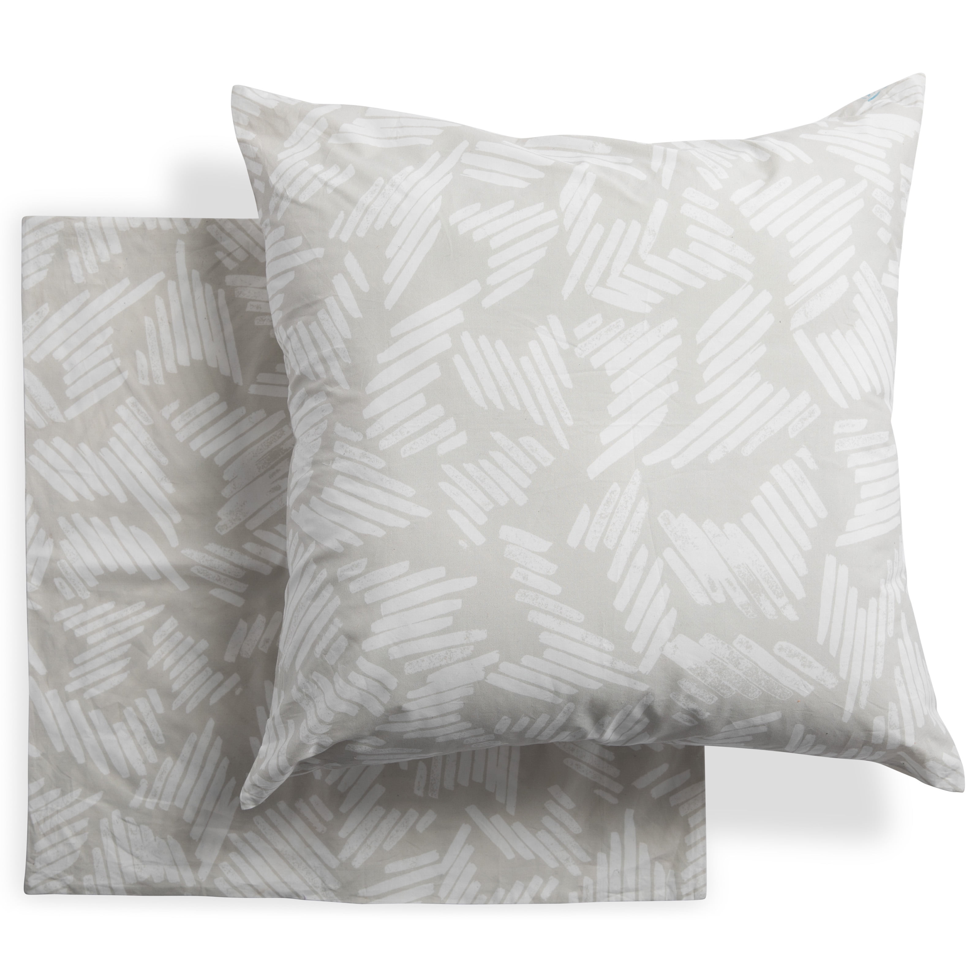 Drew Barrymore Flower Vintage Soft Gray Watercolor Geo Stripe Euro Sham Pair 26x26