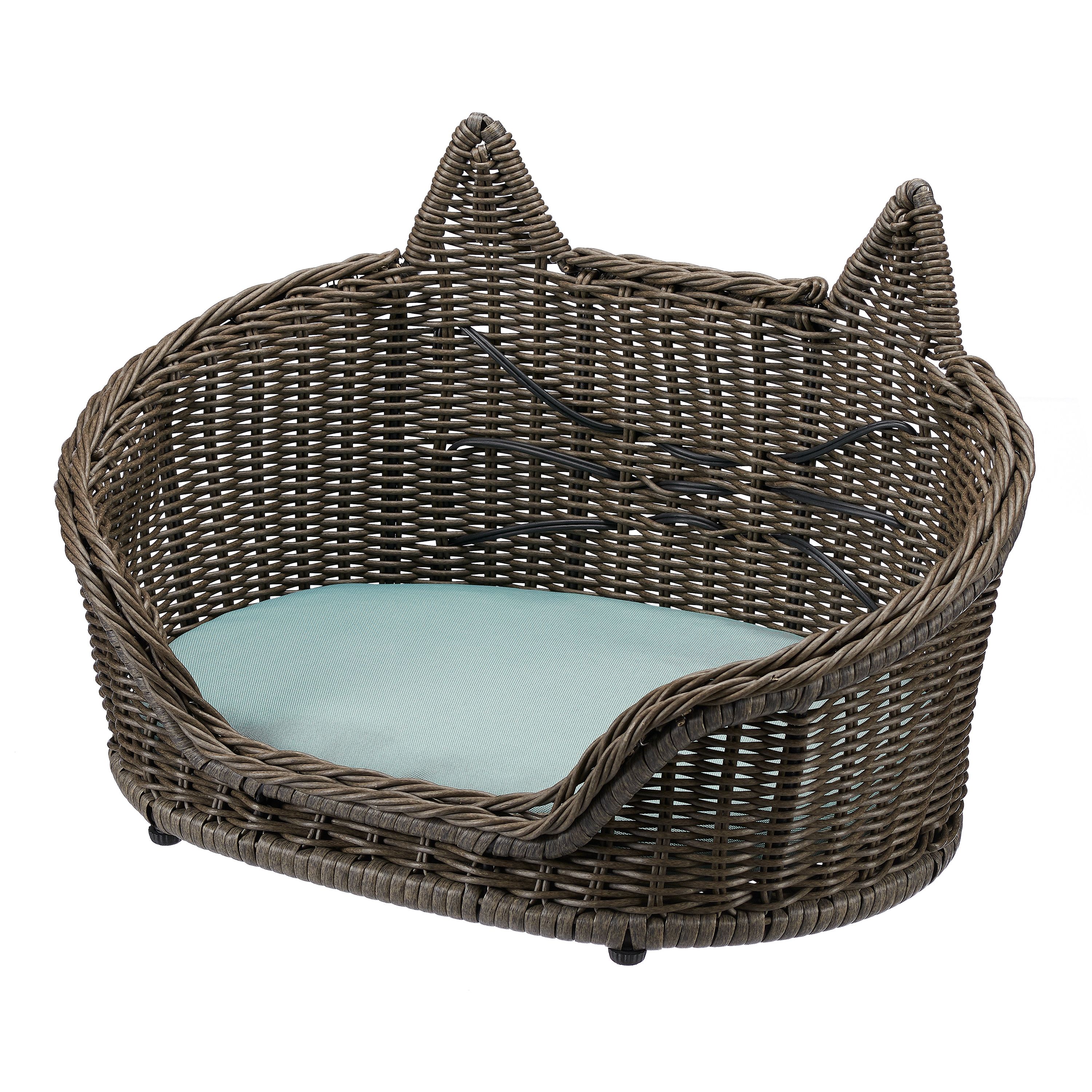 Drew Barrymore Wicker Cushion Pet Cat Bed, Brown - image 1 of 14