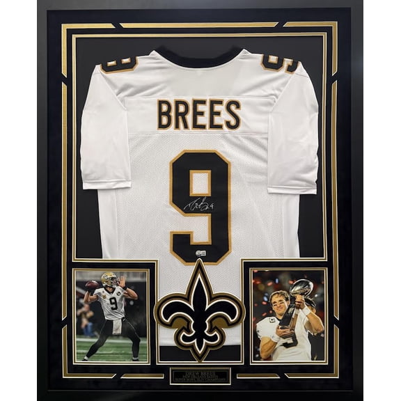 Drew Brees Autographed Hand Signed Custom Framed New Orleans Saints Jersey - Beckett COA