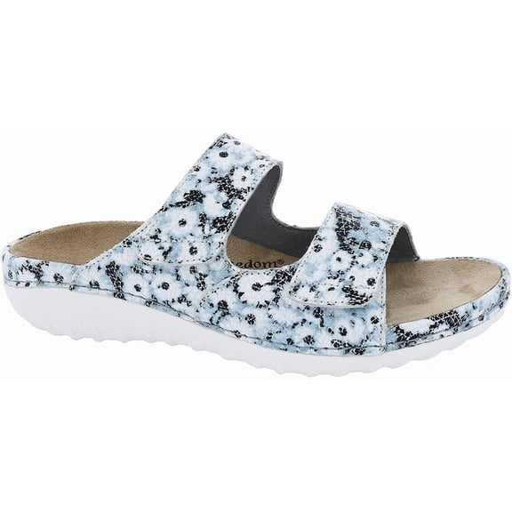 Drew Shoes Cruize 19179 Womens Casual Sandal Leather Velcro 6 Blue and White
