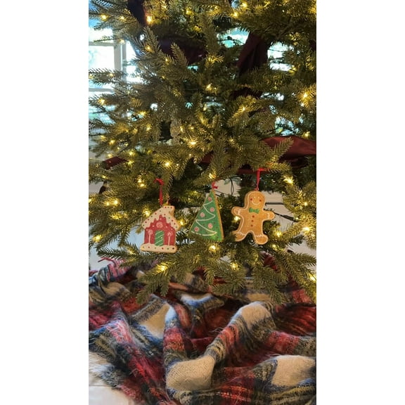 Drew DeRose Designs Gingerbread man,house,tree ornaments, 5"T,3 assorted