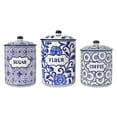 thumbnail image 1 of Contemporary Home Living Set of 3 Blue and White Floral Designed Canister 11", 1 of 2