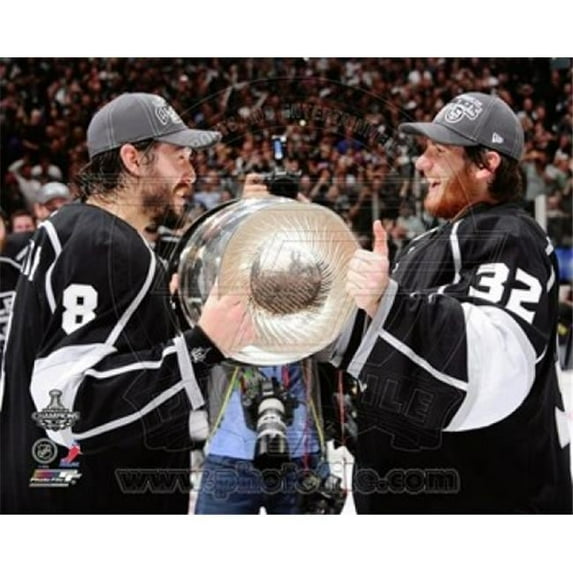 Drew Doughty & Jonathan Quick with the Stanley Cup Trophy after Winning Game 6 of the 2012 Stanley Cup Finals Sports Photo - 10 x 8