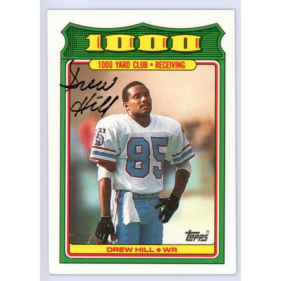 Drew Hill Autographed 1987 Topps 1000 Yard Club Card #7 Houston Oilers SKU #134568
