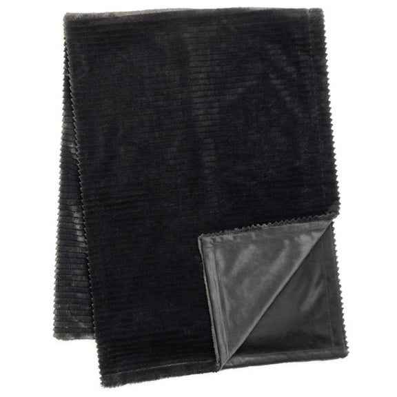 Drew & Jonathan Home Cut Faux Fur Solid Throw, Black, 50" x 70"