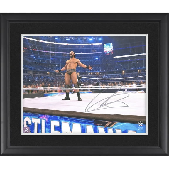 Drew McIntyre WWE Framed Autographed 16" x 20" In The Ring Holding a Sword Photograph - Fanatics Authentic Certified