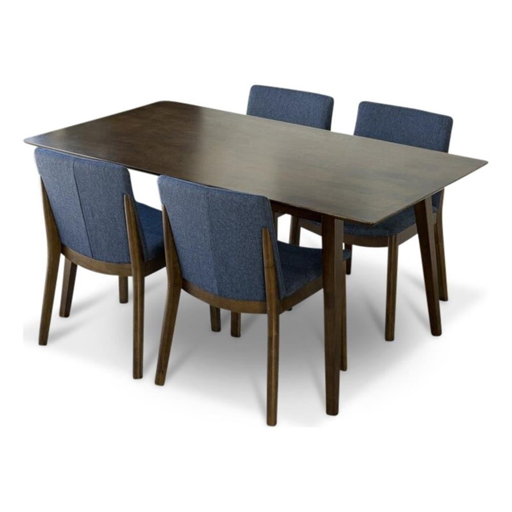 Drew Modern Solid Wood Walnut Dining Room & Kitchen Table and Chair Set ...