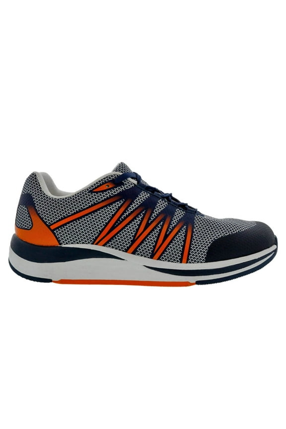 Drew Player Men Walk Athletic Shoe In Navy/orange Mesh Combo