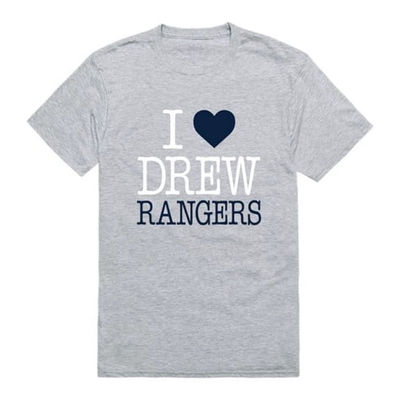 Drew University Rangers I Love T-Shirt, Heather Grey - 2XL