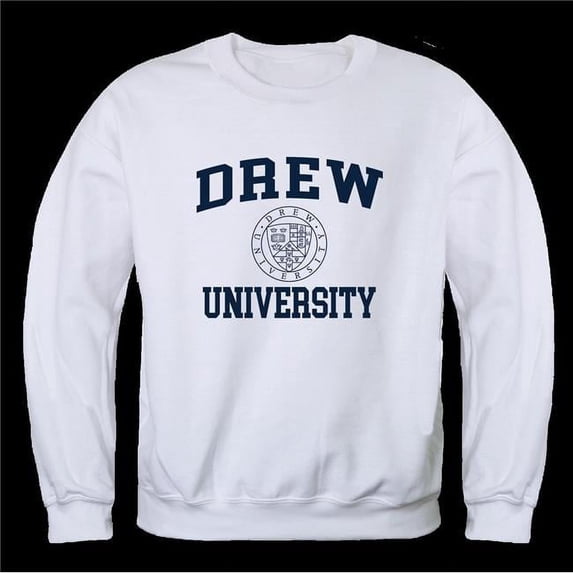 Drew University Rangers Seal Crewneck Sweatshirt, White - Extra Large