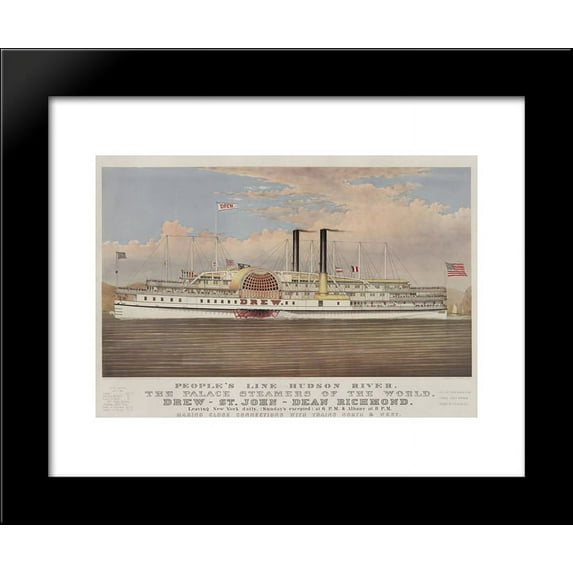 Drew, a Hudson River steamer 20x24 Framed Art Print by Currier and Ives