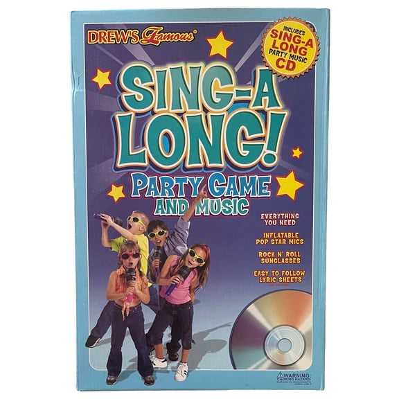 Drews Famous Sing Along Party Game CD Music Sunglasses Inflatable Mics Kids Fun