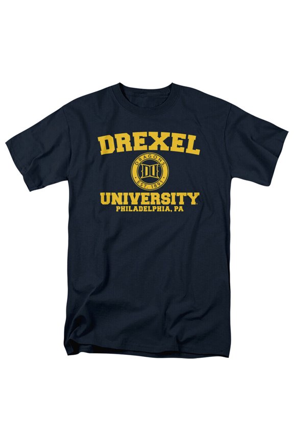 Drexel University Adult T-Shirt Circle Logo, Navy, S-5XL