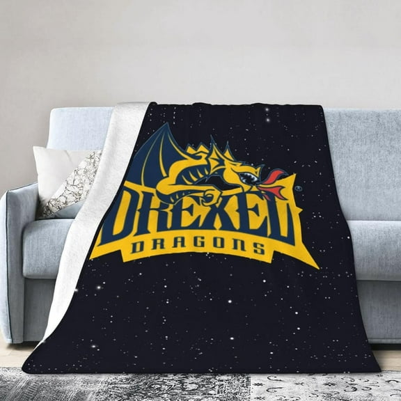 Drexel University Logo Fleece Blanket, Very Soft Microfiber Flannel Blanket for Couch Warm and Cozy for All Seasons