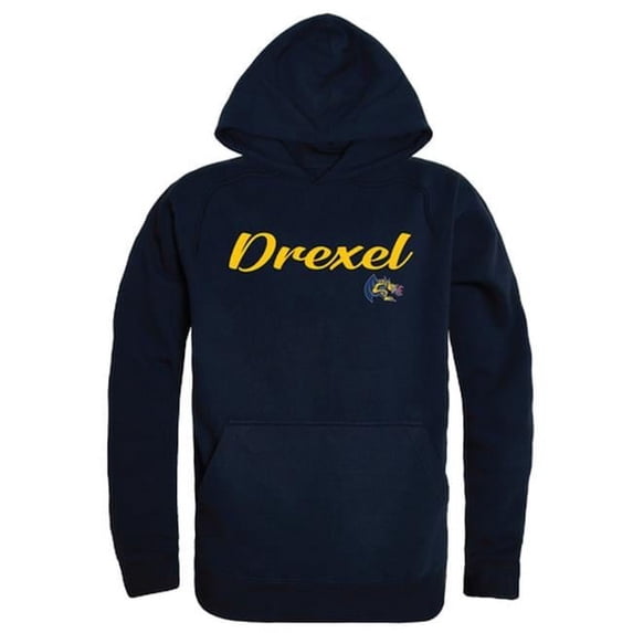 Drexel University Mens Script Hoodie, Navy - Extra Large