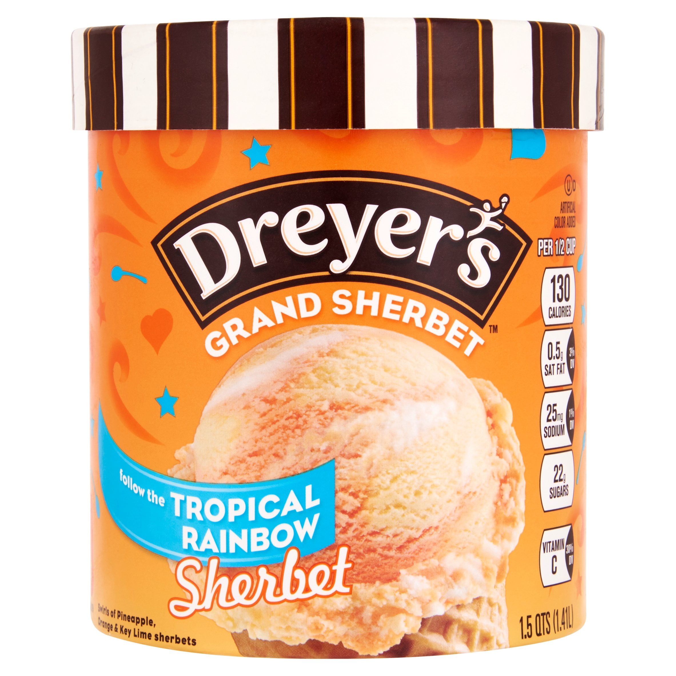 Dreyer's/Edy's Tropical Rainbow Sherbet Ice Cream, 1.5 qt