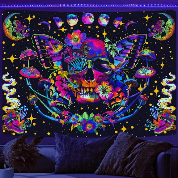 Drgilau Blacklight Skull 60''x 40'' Tapestry
