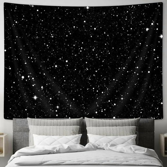 Drgilau Night Sky Stars Wall Hanging, Black Galaxy Tapestry Universe Space Room Wall Tapestry, Night Starry Sky Stars for Bedroom Livingroom Office Dorm 60X40 Inch