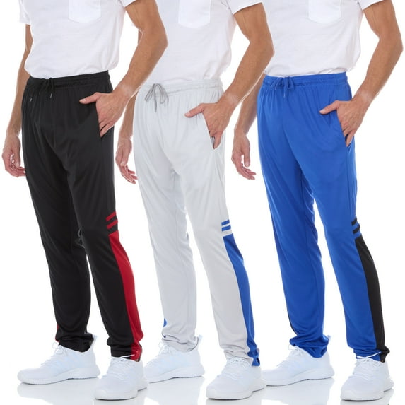 Daresay Mens 3 Pack Men's Sweatpants Open Bottom Active Athletic Pants Dry Fit Jogger Running Workout Gym Pants with Pockets (Up to 3XL)