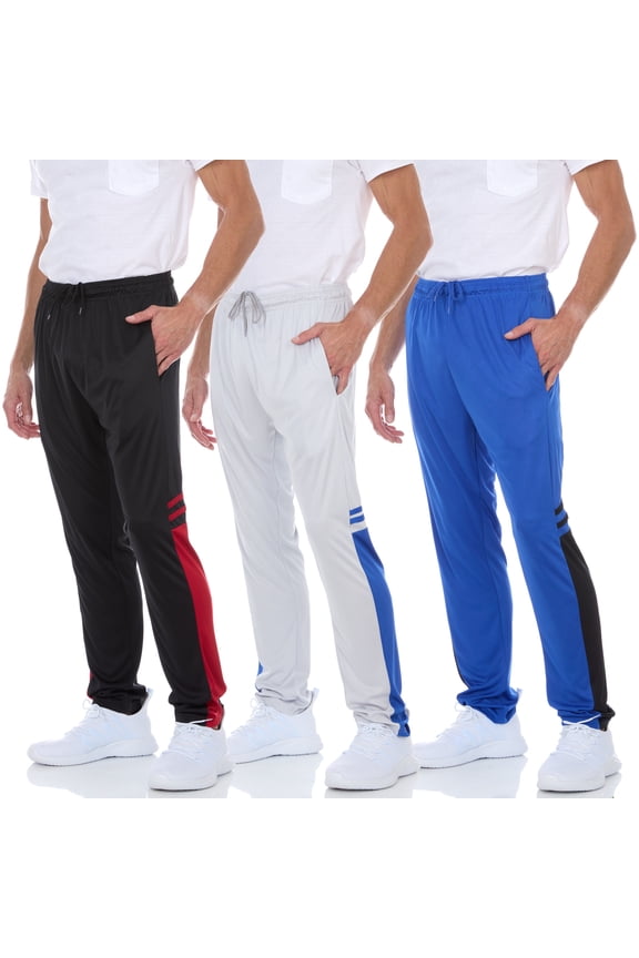 Mens 3 Pack Men's Sweatpants Open Bottom Active Athletic Pants Dry Fit Jogger Running Workout Gym Pants with Pockets (Up to 3XL)