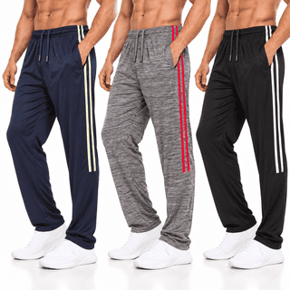 Daresay Mens 3 Pack Men's Sweatpants Open Bottom Active Athletic Pants Dry Fit Jogger Running Workout Gym Pants with Pockets (Up to 3XL)