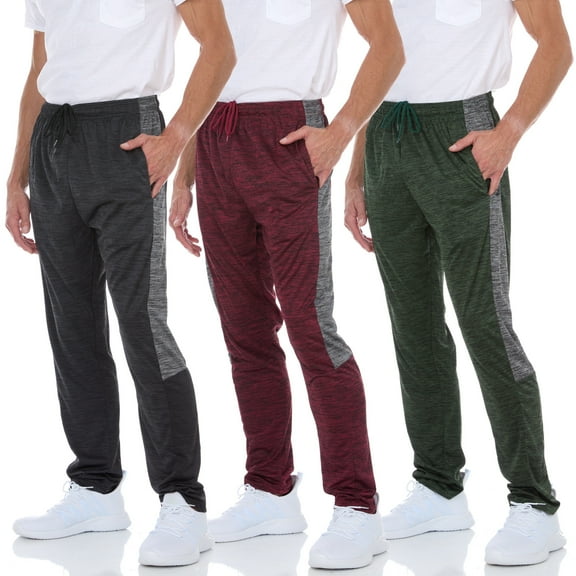 Daresay Mens 3 Pack Men's Sweatpants Open Bottom Active Athletic Pants Dry Fit Jogger Running Workout Gym Pants with Pockets (Up to 3XL)