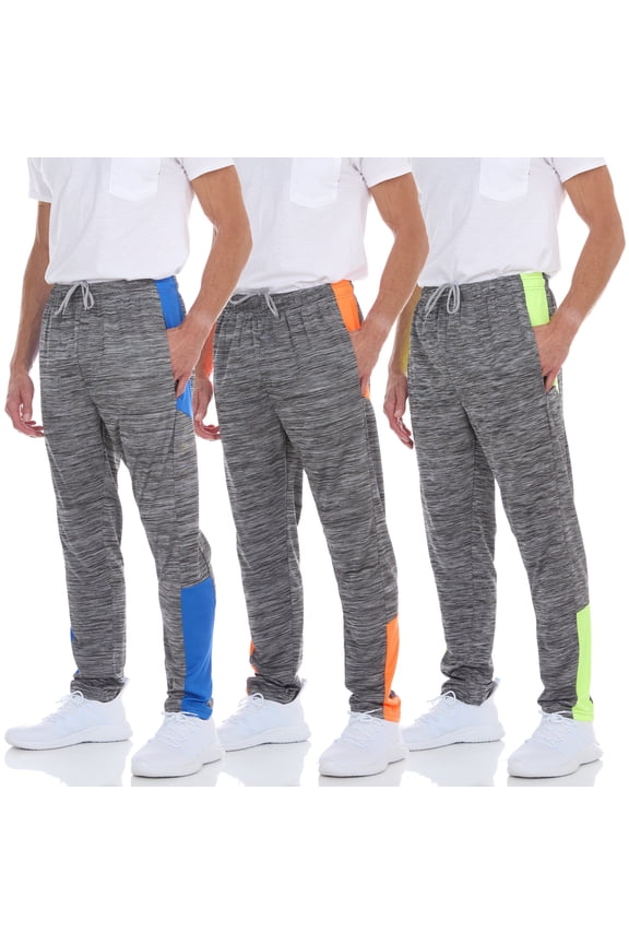 Mens 3 Pack Men's Sweatpants Open Bottom Active Athletic Pants Dry Fit Jogger Running Workout Gym Pants with Pockets (Up to 3XL)