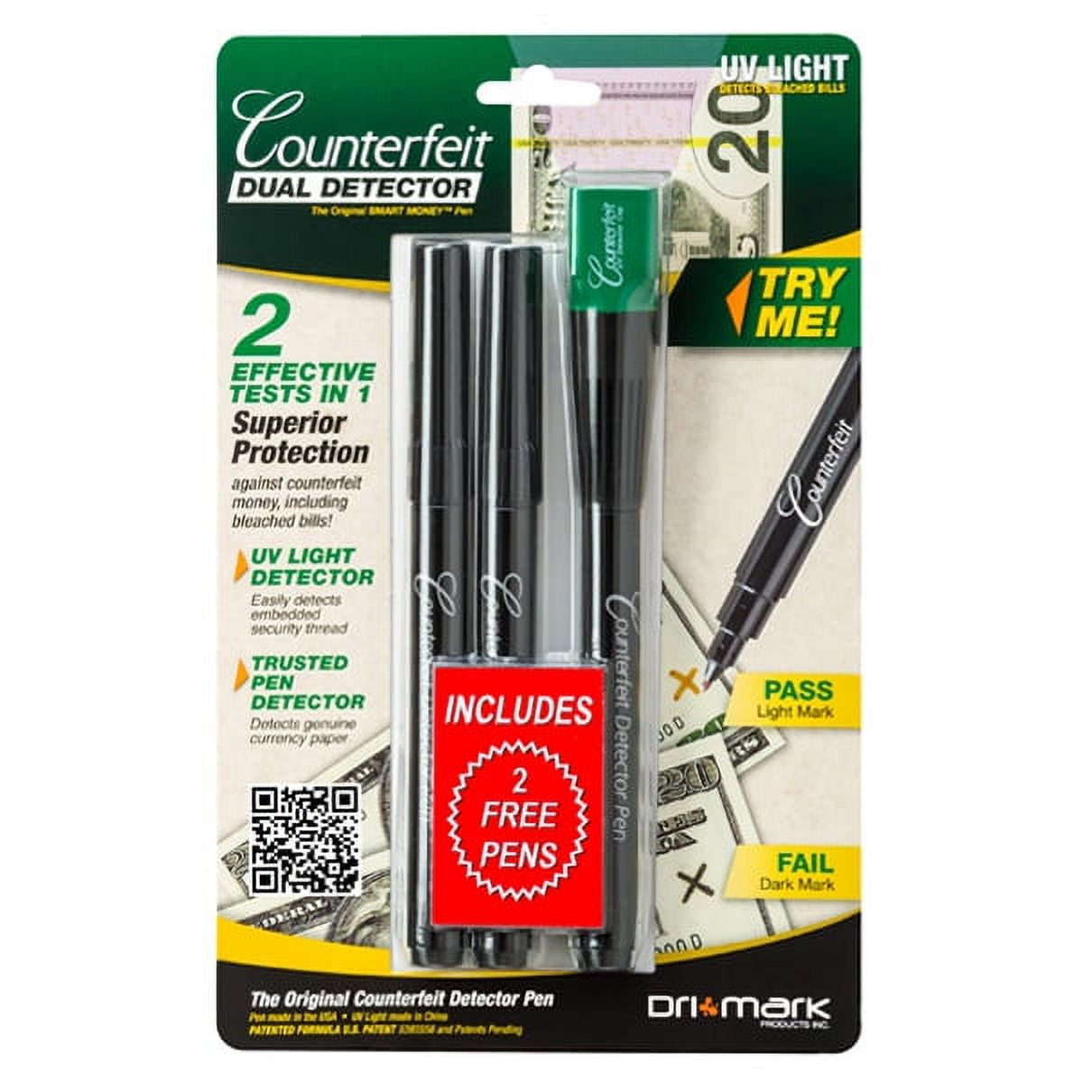Dri Mark Dual Detector Ultra Violet Light and Counterfeit Detector Pen Combo