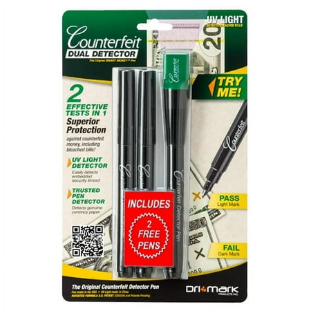 Dri Mark Dual Detector Ultra Violet Light and Counterfeit Detector Pen Combo