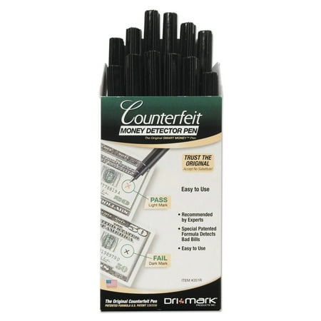 Dri Mark Smart Money Counterfeit Bill Detector Pen - Chemical - Black - 1 Dozen