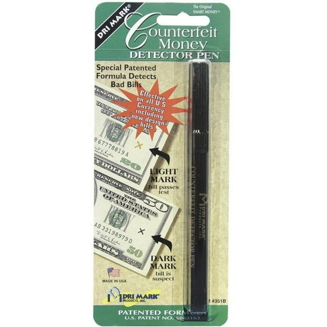 Dri-Mark Smart Money Counterfeit Bill Detector Pen for Use w/U.S. Currency -DRI351B1