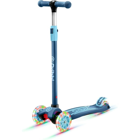 Dribbl 3-Wheel Kids Scooter - Lean-to-Steer Technology, Adjustable Height Handlebar, Wide Anti-Slip Deck, Scooter for Boys & Girls Ages 2+, Child Safety Approved, Support Riders Up to 165 lbs, Blue
