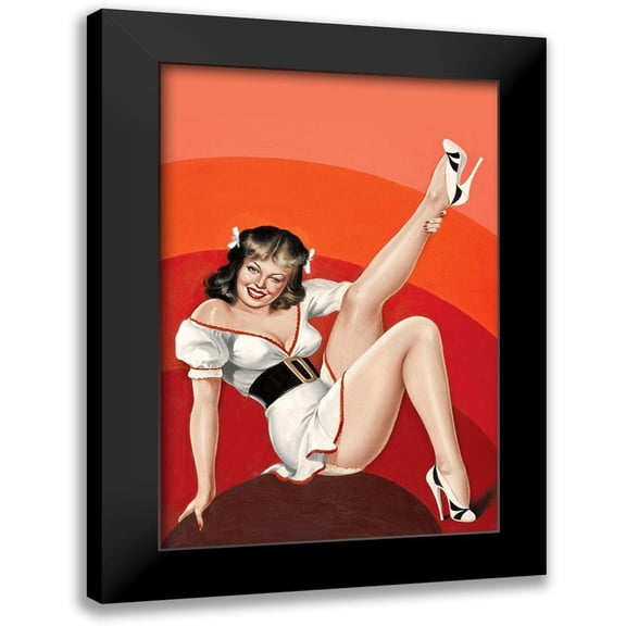 Driben, Peter 11x14 Black Modern Framed Museum Art Print Titled - Mid-Century Pin-Ups - Titter Magazine - Winking Brunette