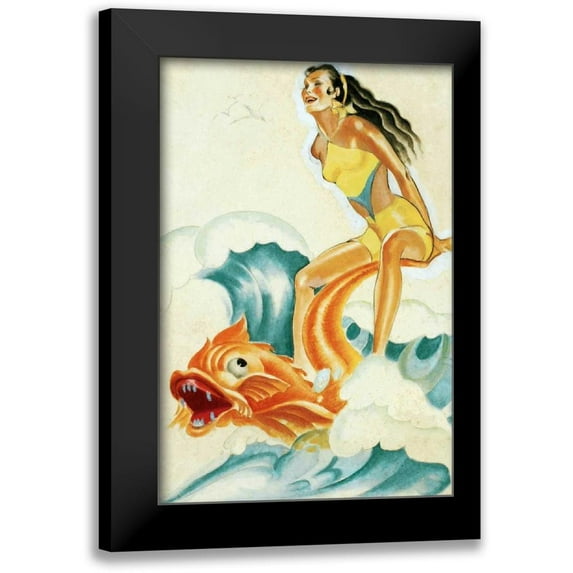 Driben, Peter 11x14 Black Modern Framed Museum Art Print Titled - Mid-Century Pin-Ups - Whisper Magazine - Wave Rider