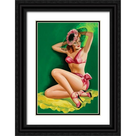 Driben, Peter 13x18 Black Ornate Wood Framed with Double Matting Museum Art Print Titled - Flirt Magazine: Pinup with Hat