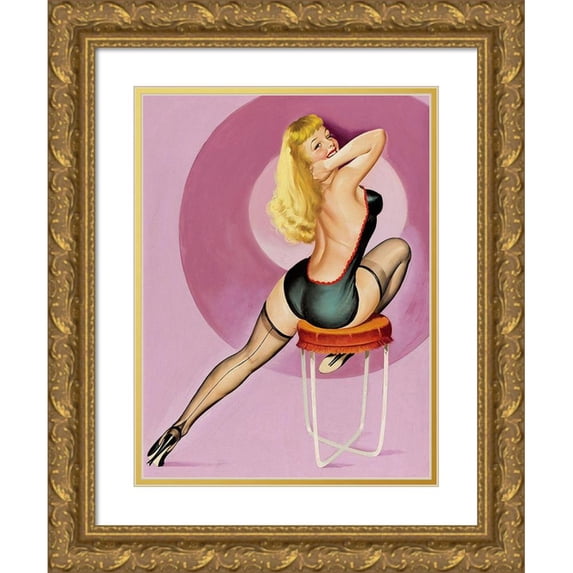 Driben, Peter 15x18 Gold Ornate Wood Framed with Double Matting Museum Art Print Titled - Mid-Century Pin-Ups - Beauty Parade Magazine - Oh! Purple