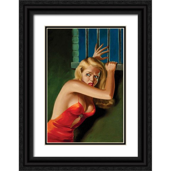 Driben, Peter 17x24 Black Ornate Wood Framed with Double Matting Museum Art Print Titled - The Prisoner - Pulp Cover