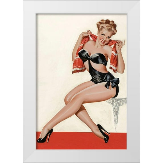 Driben, Peter 23x32 White Modern Wood Framed Museum Art Print Titled - Mid-Century Pin-Ups - Wink Magazine - Silk Stockings and High Heels