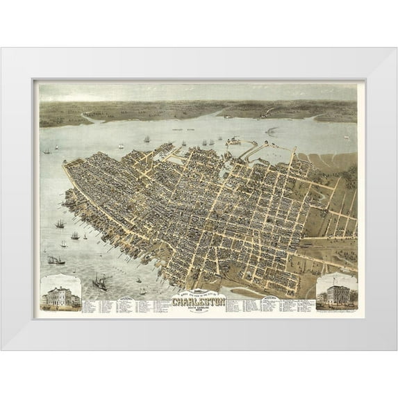 Drie 32x24 White Modern Wood Framed Museum Art Print Titled - Charleston South Carolina - Drie 1872