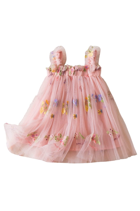 Ba'by Gi'rl Casual Dress Tod'dler Ba'by Gi'rl Easter Outfit Sleeveless Spaghetti Strap Sequin Cake Dresses 3D Carrot Layered Tulle Tutu Dress Pink,3-4 Years