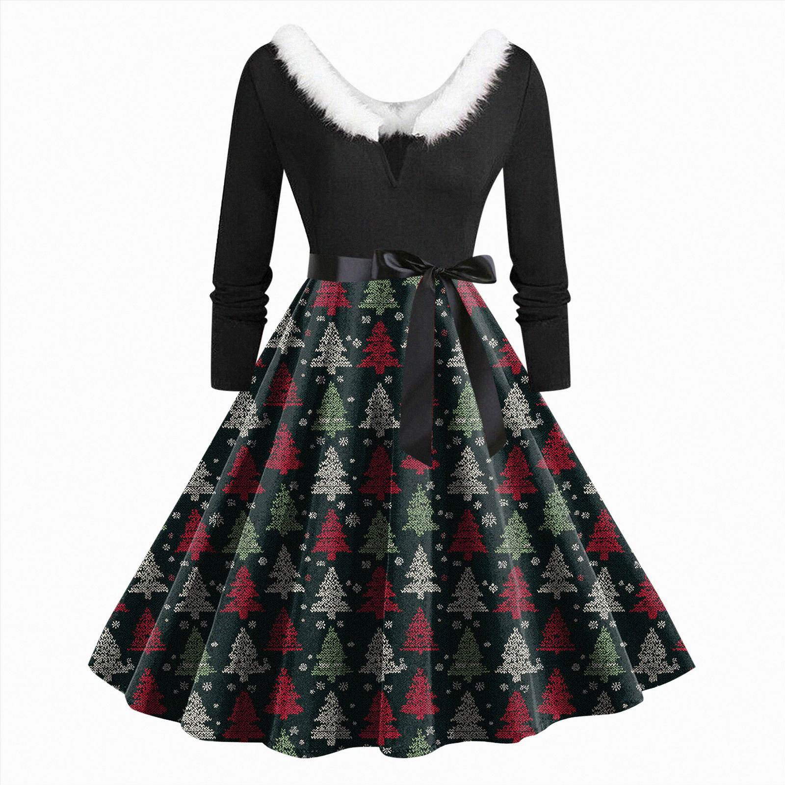 v neck denim dress Hannali v-neck Color:Picture color Black Mesh Sleeve Dress Long Sleeves prom dresses