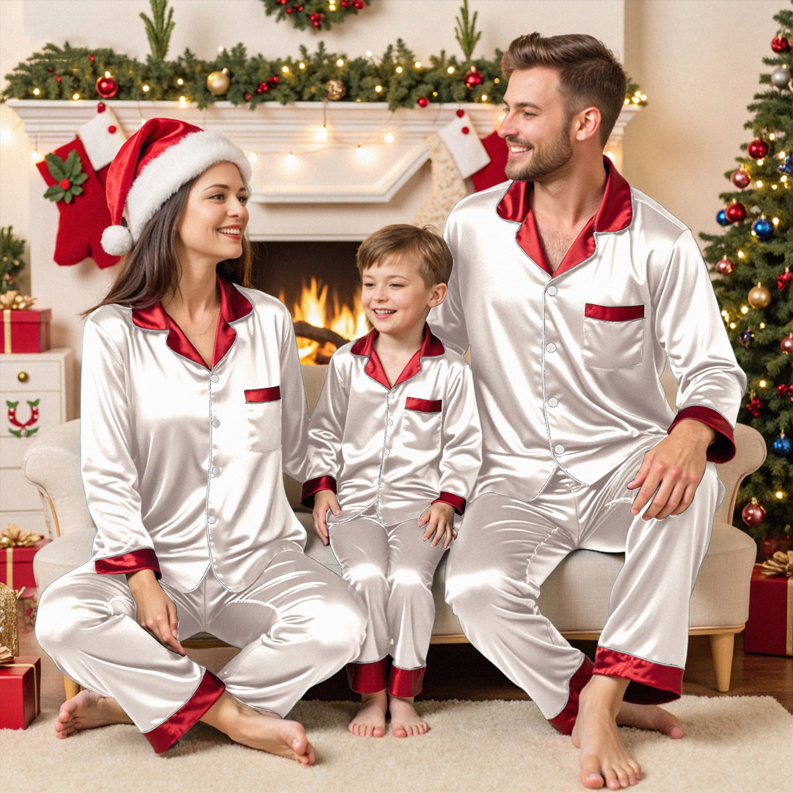 Drie Christmas Matching Pajamas 2026 Family Christmas Pajamas Sets Silk ...