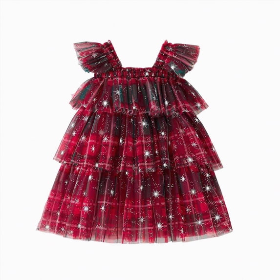 Drie Christmas Outfit Baby Girl Little/Big Girl Party Dress Tulle Girls Wedding Pageant Gown Kids Vintage Prom Holiday Tutu Dresses Brick Red,8-9 Years