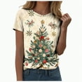 thumbnail image 1 of Drie Christmas Oversized Tees for Women Loose Fit Crew Neck Baggy Tops Workout Tees Plus Size T Shirts Beige,M, 1 of 3