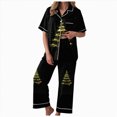 thumbnail image 1 of Drie Christmas Pajamas for Women Womens Silk Satin Pajamas Set Short Sleeve Sleepwear Soft Button Down Loungewear Two-piece Pjs Sets Yellow,S, 1 of 5