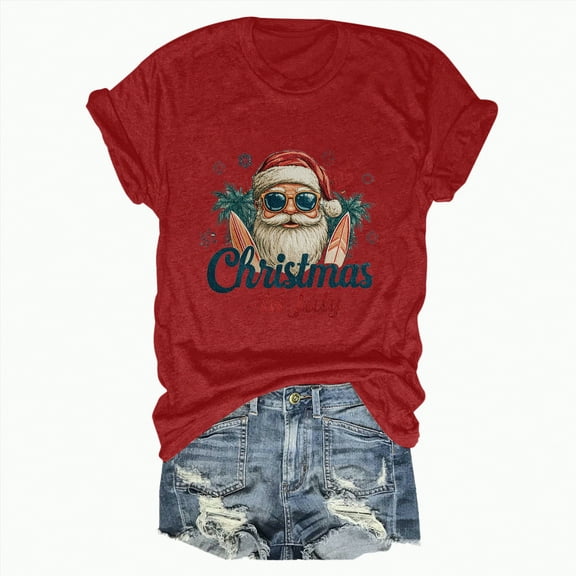 Drie Christmas Tshirt Women Womens Summer Tops T Shirts Business Casual Dressy Spring Fashion Outfits Cute Trendy Clothes Red,XXL