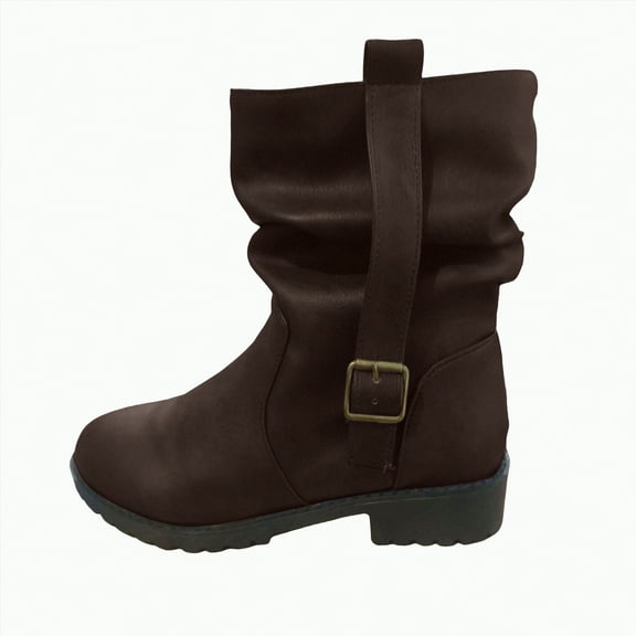 Drie Fall Boots Women's Ankle Boots Chunky Low Heel Comfortable Short Boots Round Toe Dress Booties with Side Zipper Brown,8